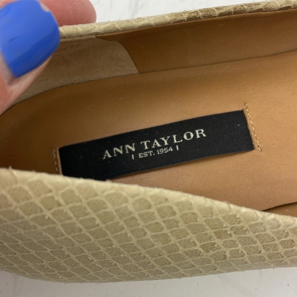 ANN TAYLOR ELIZABETH flats Snake Print patent Leather Black Size 8 very narrow - Picture 8 of 10
